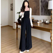 HUALIN FASHION新款大碼顯瘦連體褲吊帶收腰兩件套 804碎花裙 L 【建議100-115斤】