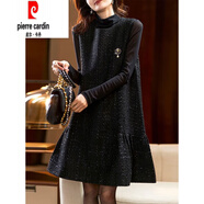 皮爾卡丹（pierre cardin）無袖小香風氣質連衣裙貴氣百搭顯瘦背心裙2025年秋冬新款女裝 暗夜黑 XL 【125-140斤】