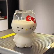中質(zhì)哈嘍keti貓可愛(ài)Kitty貓水杯家用ins杯子卡通大容量玻璃杯加厚高顏 高顏值可愛(ài)貓水杯家用300ML