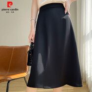 皮爾卡丹（pierre cardin）真絲半身裙女2025夏季桑蠶絲顯瘦A字裙包臀中長(cháng)裙緞面寬松傘裙 經(jīng)典黑 XL 120-135斤