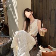 S.SOFEA廣州十三行鏤空蕾絲刺繡背心連衣裙女夏季新款度假氣質(zhì)長(zhǎng)裙 圖片色 M 【100-125 斤】