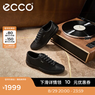 愛(ài)步（ECCO）板鞋男鞋 黑色休閑鞋防水男鞋圓頭系帶男士平底鞋 柔酷7號430364 黑色43036421001 43