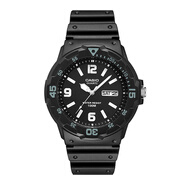 卡西歐（CASIO）男女表學(xué)生手表運動(dòng)手表 夜光防水石英表帶星期日歷腕表 黑表灰字MRW-200H-1B2