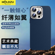 HOLDZU【一觸傾心】適用蘋果15promax手機(jī)殼iPhone15ProMax保護(hù)套防摔超薄金屬鏡頭磁吸充電膚感-晴空藍(lán)