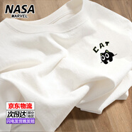 NASA MARVEL純棉短袖男t恤2025新款貓咪半袖男女夏季體恤青少年百搭潮流男裝 白色 XL （建議135-150斤）