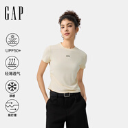 Gap【EasyChill系列】女裝2024夏季防曬涼感透氣易打理T恤540508 米色 M (165/84A) 亞洲尺碼