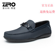 零度Zero零度男鞋 2021冬季新款頭層鹿皮軟面舒適套腳鞋商務(wù)休閑皮鞋  深藍(lán) 41