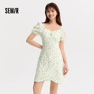 森馬（Semir）【連衣裙合輯】夏天女法式慵懶風(fēng)裙子復(fù)古學(xué)院風(fēng)針織裙雪紡碎花裙 E款田園風(fēng)碎花裙-綠色調(diào)00344 L