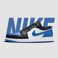 耐克（NIKE）【潮】Air Jordan aj1板鞋男女情侶新款低幫休閑運動籃球鞋休閑鞋 553560/553558-140黑白藍 女款GS 36.5