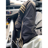 POUM男裝2025新款美式條紋休閑褲男寬松百搭顯瘦網(wǎng)面春夏季透氣褲子男 CLH-B4543黑色 M 體重90-110斤 尺碼偏小建議拍大一碼