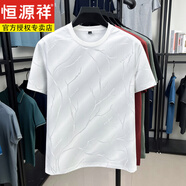 恒源祥高端輕奢夏季薄款桑蠶絲短袖男士體恤新款潮流圓領(lǐng)冰感簡約透氣上 白色 XL