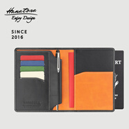 花虎（HANATORA）日式護照包真皮證件包出國便攜隨身男士女士卡包高級感禮物 黑色