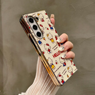 三星（SAMSUNG）適用三星GalaxyZFold6手機殼折疊屏保護套電鍍創(chuàng  )意卡通小貓咪金邊zfold5/4/3折疊殼感潮全包套 電鍍金邊【滿(mǎn)屏hello小貓2225】 三星Galaxy Z Fold5