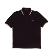 FREDDY FIRE麥穗休閑polo衫男FP商務(wù)翻領(lǐng)夏款刺繡fredperry 黑色暗金邊 S
