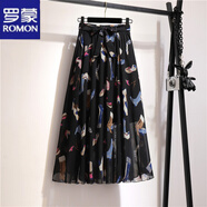 羅蒙（ROMON）雪紡半身裙2025春夏新款波西米亞中長款高腰仙女碎花大擺裙沙灘裙 2# 均碼
