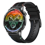 威千圖適用華為手表GT6/6PRO/gt5/GT5Pro表帶FKM氟橡膠鈦空版男士腕帶 氟橡膠表帶【黑彩虹】