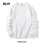 GLM白色長(zhǎng)袖t恤男春秋季重磅男裝打底衫純棉吸汗寬松大碼男士衣服