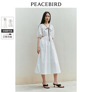 太平鳥女裝新中式國風(fēng)裙潮流寬松小黑裙時尚拼接連衣裙合集 白色小眾鏤空連衣裙 L