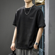 森馬夏季美式重磅t恤男2025新款ins潮流休閑落肩半袖上衣純色體恤 91098黑色 常規(guī) M 體重120-130斤