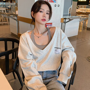 妙奕嘉假兩件衛衣女2025新款春季女裝寬松潮流套裝小個(gè)子長(cháng)袖t恤上衣 假兩件灰色v領(lǐng)掛脖高腰長(cháng)袖衛衣 L 【建議120斤以?xún)取?
                                         title=