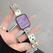 迅炫iwatch10表帶S89小眾蘋(píng)果s7鑲鉆彩色寶石金屬手鐲654創(chuàng  )意Seultra 星光色彩鉆 4-6代SE【40mm】