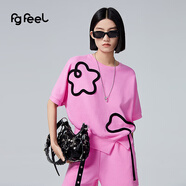 普普風(fēng)2025年夏季新品女裝蝙蝠袖針織T恤QB3T22317S 玫粉色 L