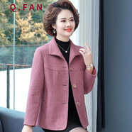 恰凡（QIAFAN）媽媽秋裝2025新款短款外套老年人衣服洋氣中老年女裝春秋毛呢上衣 紫紅色單上衣 5XL (建 議150-165斤)