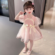 HUALIN FASHION女童夏季網紅公主蓬蓬裙韓版洋氣連衣裙2025 粉紅色 80