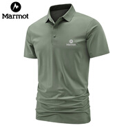 土撥鼠（Marmot）翻領(lǐng)POLO衫男士冰絲速干透氣夏季戶外運(yùn)動(dòng)登山半袖短袖T恤 軍綠色 XL