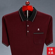 夢(mèng)特嬌（MONTAGUT）法國牌短袖t恤男士桑蠶i絲中老年爸爸裝冰i絲polo衫 M3056酒紅色 2XL 180建議155-170斤