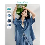 茵曼（INMAN）防曬涼感牛仔襯衫2025夏季女裝新款短袖寬松百搭萊賽爾襯衣 牛仔藍 S