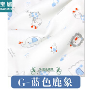 寶媚 純棉布料 寶寶嬰兒A類(lèi)衣服面料兒童卡通花布針織棉全棉 棉布布料 藍色鹿象(半米價(jià))