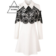 SHIROMA新款白色連衣裙子仙女裝流行法國小眾小清新一字肩夏 白色.長.袖 S