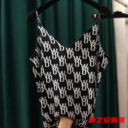 瑪菲萱精致中國風(fēng)黑白花色冰絲吊帶內搭背心女寬松顯瘦夏季外穿無(wú)袖上衣 幾何圖黑色 3XL