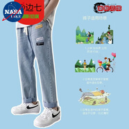 NASALIKE新品】港仔文藝范牛仔褲男潮牌九分春秋款百搭褲子男韓版潮流秋季 139松緊腰藍(lán)色 M