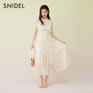 SNIDEL2025春夏新品優(yōu)雅印花荷葉邊小飛袖茶歇連衣裙SWFO252004 米白色 G M (1)