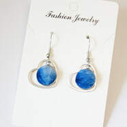 振千云南大理扎染藍染布藝耳環(huán)復古民族風(fēng)簡(jiǎn)約耳釘輕奢S925銀耳飾 款4心型其他色細節顏色隨機