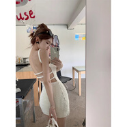 冠貿(mào)裴露背白色包臀短裙設計感無袖吊帶連衣裙 黑色 均碼 【建議125斤內(nèi)】