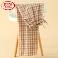 浪莎（LangSha）日系純棉紗布睡褲女長(zhǎng)褲春秋季格子外穿居家褲時(shí)尚睡衣褲家居褲 咖色 全棉棉布 L 110-125斤