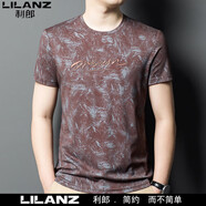 利郎夏季新款2024短袖T恤男潮流時(shí)尚桑蠶絲透氣圓領(lǐng)半袖體恤 咖色 M 165(建議100-120斤)