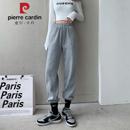 皮爾卡丹（PIERRE CARDIN）港風(fēng)高腰抽繩寬松顯瘦束腳運動(dòng)休閑衛褲哈倫褲潮 灰色款 常規 均碼