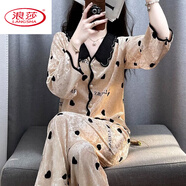 浪莎鉆石絲絨睡衣女秋冬季長(cháng)袖家居服套裝甜美法式2025娃娃領(lǐng) 鉆石-絨愛(ài)心 L 100-115斤