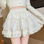 晉影2025夏新款歐若風(fēng)蕾絲蛋糕裙少女辣妹芭蕾風(fēng)短裙超仙半身蓬蓬裙ML 蕾絲半身裙 杏色 S 90斤以下