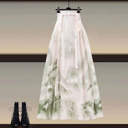 DWRW薄荷綠曼波風(fēng)新中式漢服上衣連衣裙女2025春夏新款國風(fēng)馬面裙套裝 綠色馬面裙單件 M 80-100斤