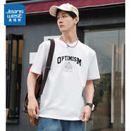 真維斯【商場(chǎng)同款】男裝2025夏季美式潮流字母印花圓領(lǐng)套頭短T 白色211B XL