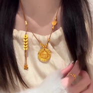 京佳胖東來(lái)同款五帝錢(qián)項鏈黃金色五帝幣黃財神流蘇復古風(fēng)轉運珠五路財 五帝幣黃財神項鏈