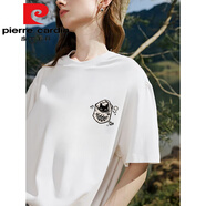 皮爾卡丹（pierre cardin）潮牌白色短袖T恤女夏季百搭顯瘦寬松小眾設計感正肩純棉打底衫 純棉胸標貓頭鷹今年流行的輕奢品 L (100-120斤)