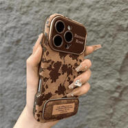 蔓吻適用沙漠金花藤玫瑰適用蘋(píng)果16手機殼15promax復古14pro支架13皮紋女保護殼 手機防摔殼 蘋(píng)果 復古大視窗-大花藤玫瑰-帶支架 蘋(píng)果14pro max