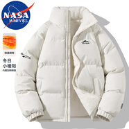 NASA MARVEL棉衣男冬季棉服男情侶裝外套面包服加厚寬松百搭休閑 米白 2XL