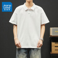 真維斯（JEANSWEST）KZH真維斯短袖POLO衫男夏季新款寬松百搭打底衫翻領(lǐng)休閑T恤上衣潮 白色210a 均碼 m